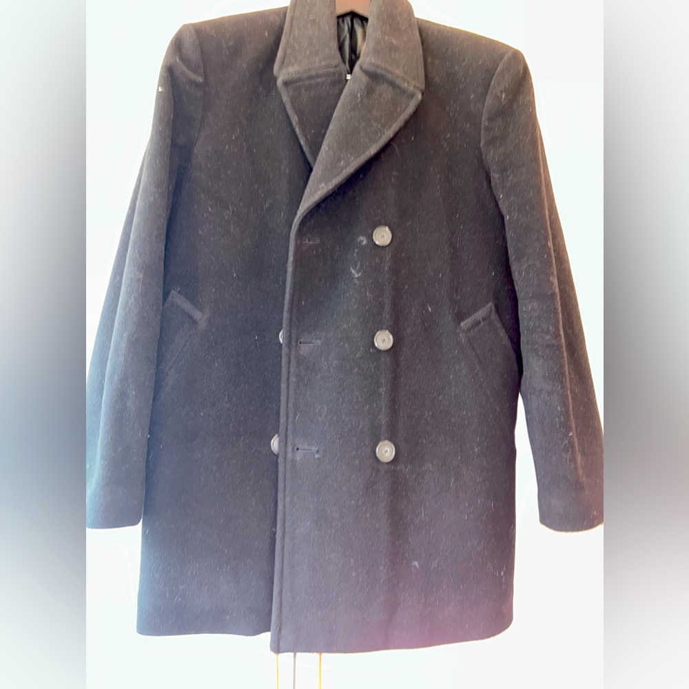 Lauren by Ralph Lauren Black Wool Peacoat